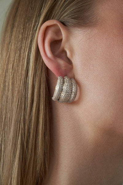 Pave Elsa Shield Earrings Gold