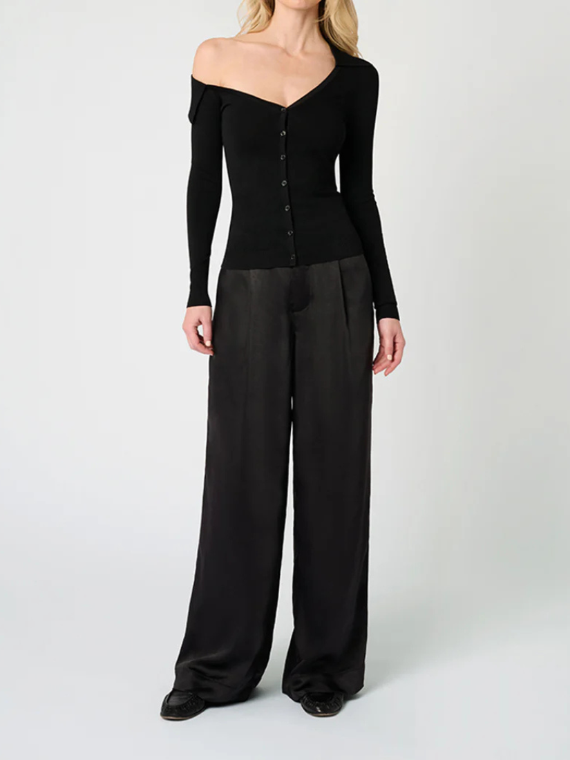 Off the Shoulder Collared Shirt