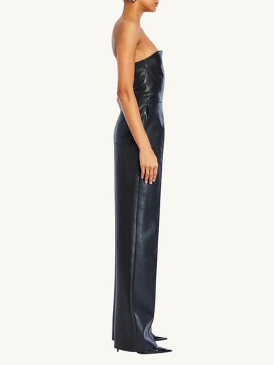 Zoe Faux Leather Jumpsuit Black