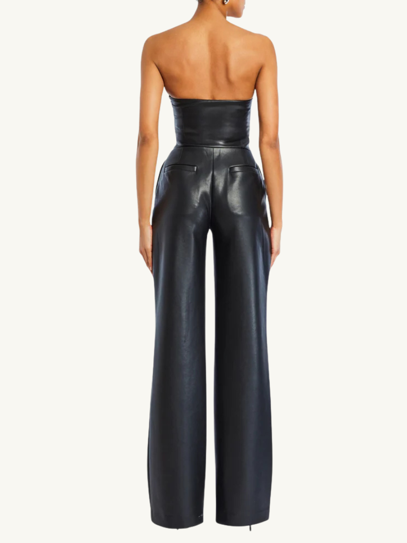 Zoe Faux Leather Jumpsuit Black