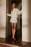 P4268ST   FLORAL EMBELLISHMENT DETAIL SHORTS