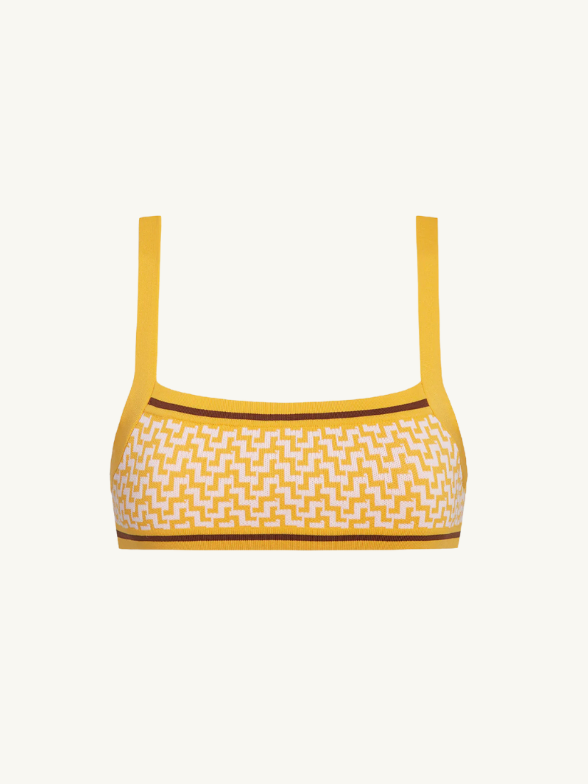 La Plage Top Pink and Yellow Jacquard