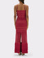 Radiant Fringe Halterneck Maxi Dress Red