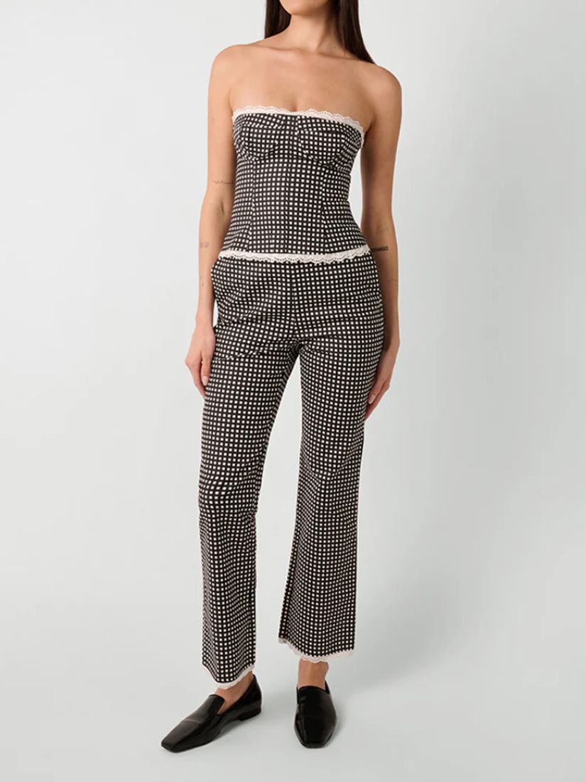 Crop Straight Pant Black Gingham
