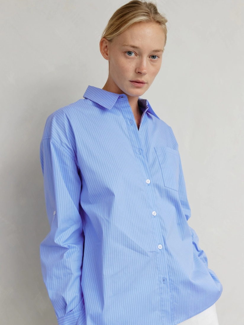 The Annalise Pinstripe Button-Down Blue