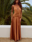 Amadine Plunge Maxi Dress Rust