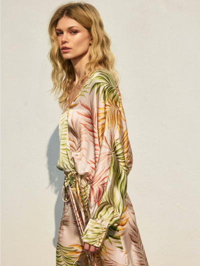Sunkiss Surplice Top + Pant Set Desert Palm