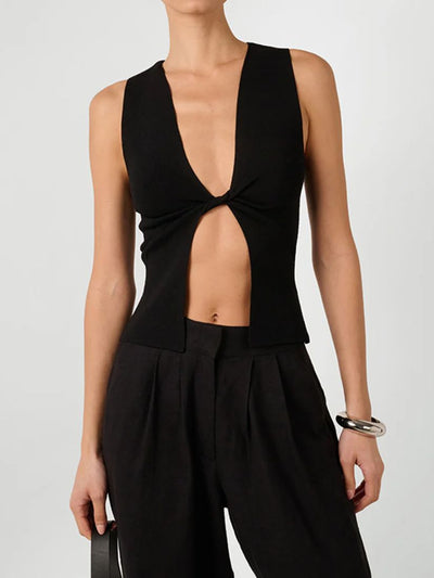 Twist Front Flyaway Tank Black
