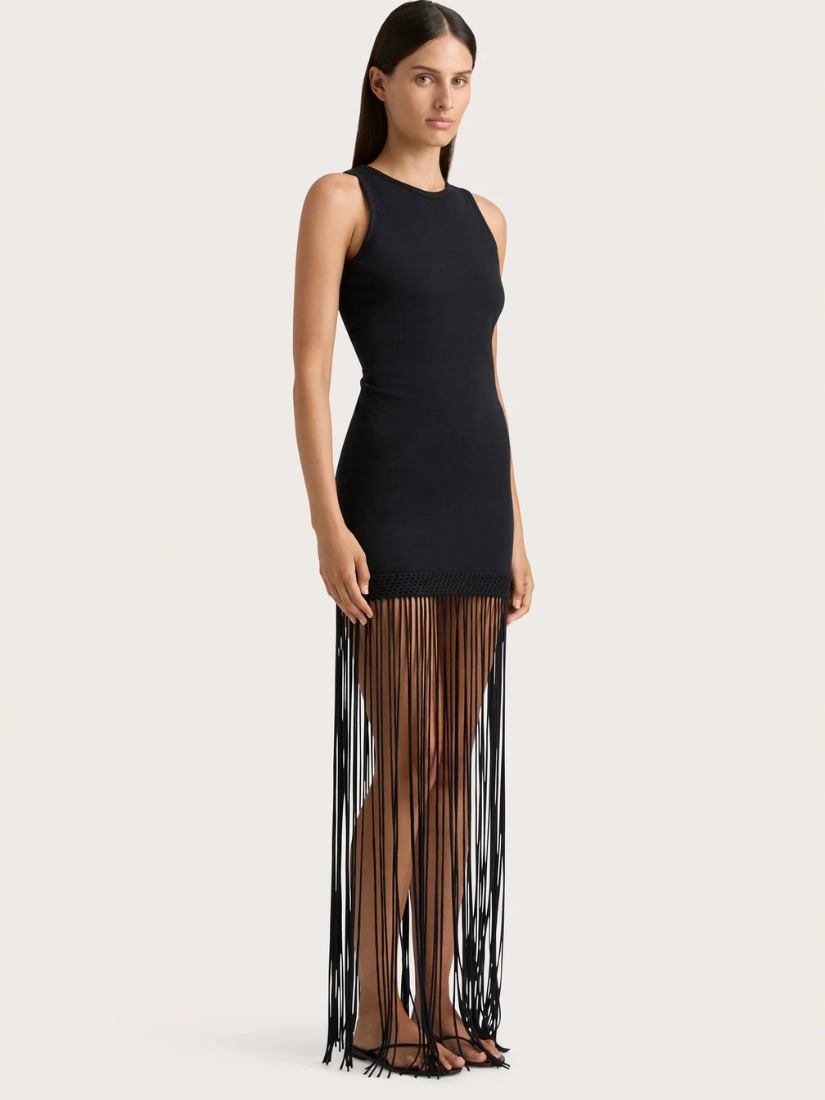 Maceio Fringed Dress Black