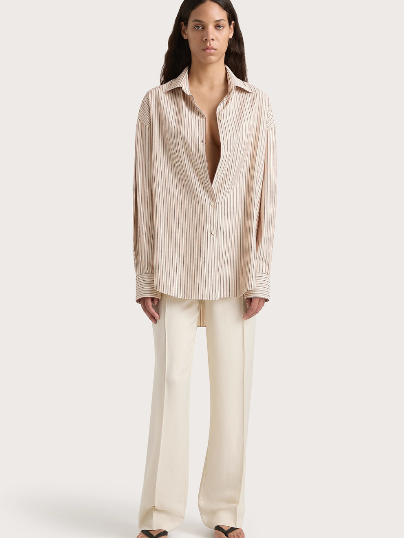 En Vau Shirt Pinstripe Garnet/Blush