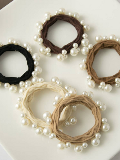Textured Seamless Pearl Hair Tie (Set of 5): Assorted