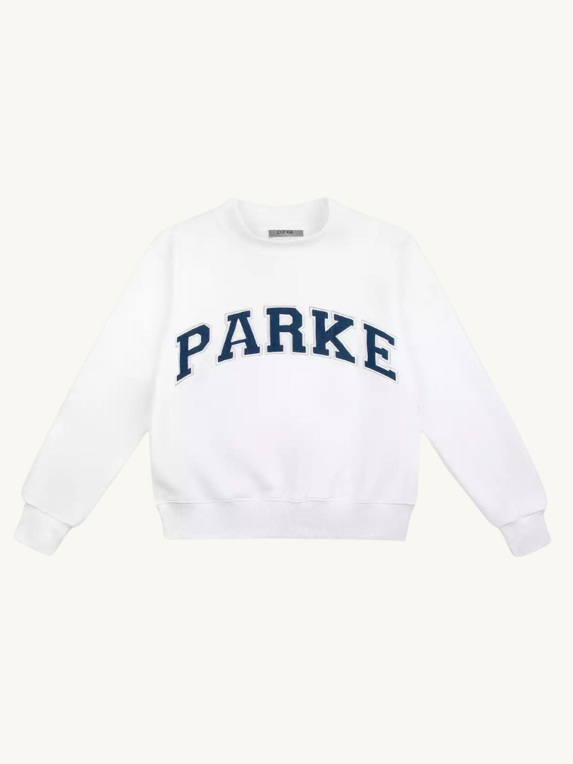 Varsity Mockneck Sweatshirt White Navy