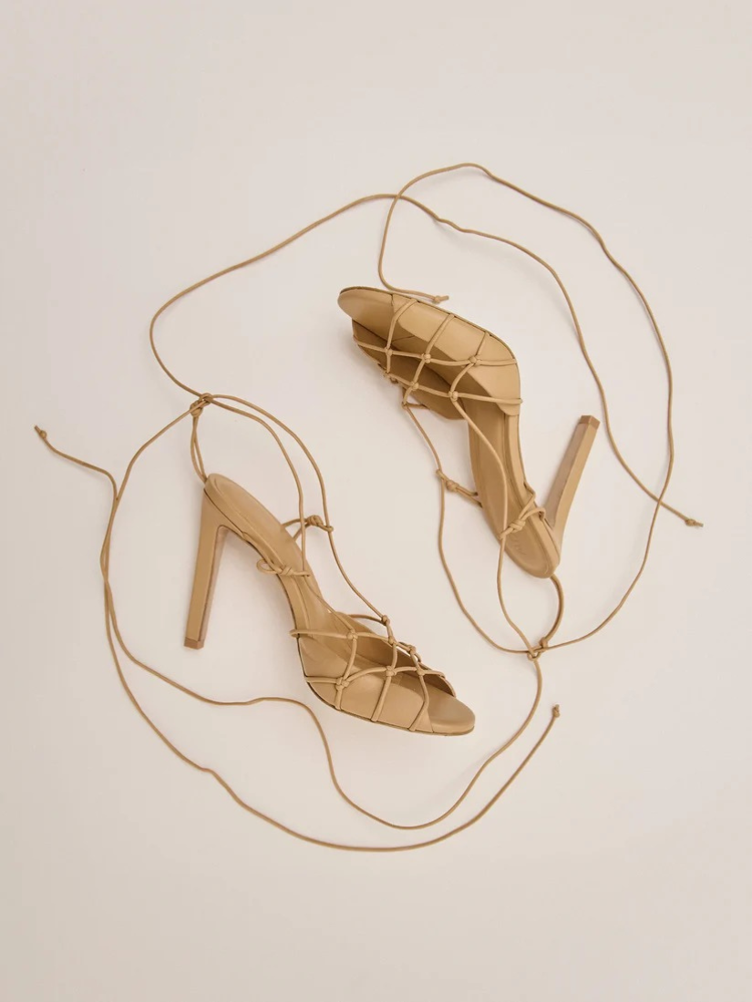 Colette Lace Up High Sandal Tan