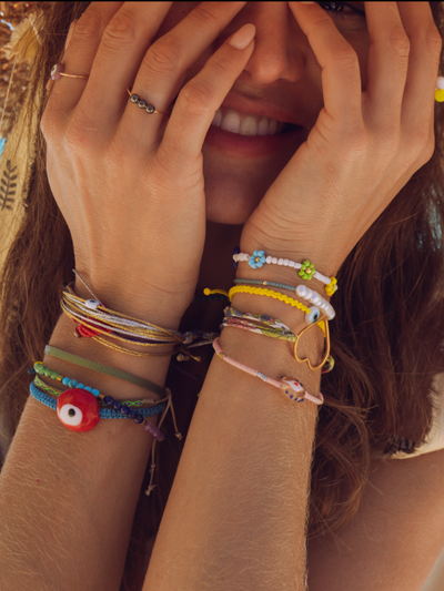 Pink Murano Evil Eye Bracelet