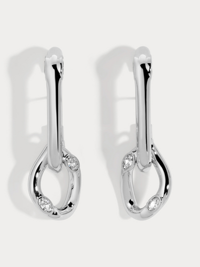 White Cz Logan Lobe Cuff Earrings