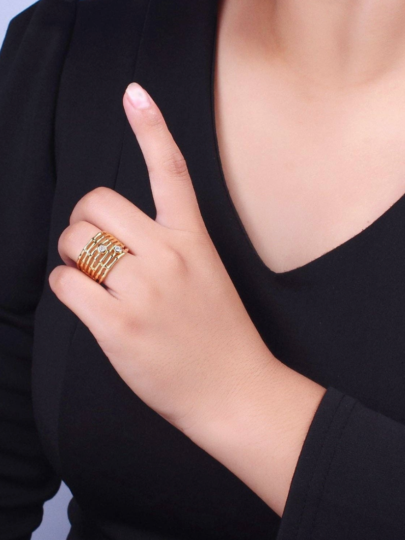 Gold Wide Multiple Ring