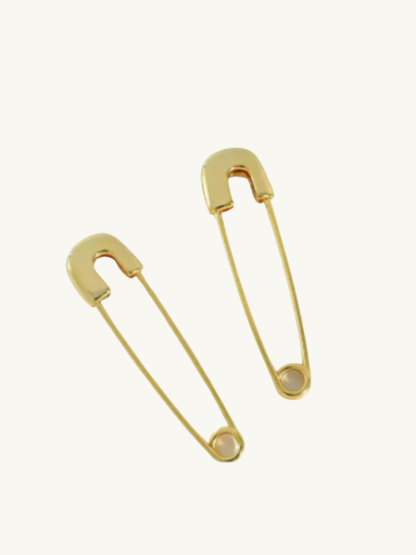 Modern Safety Pin Earrings Gold