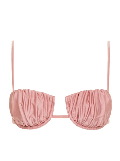 Satin Rose Petal Bikini Top