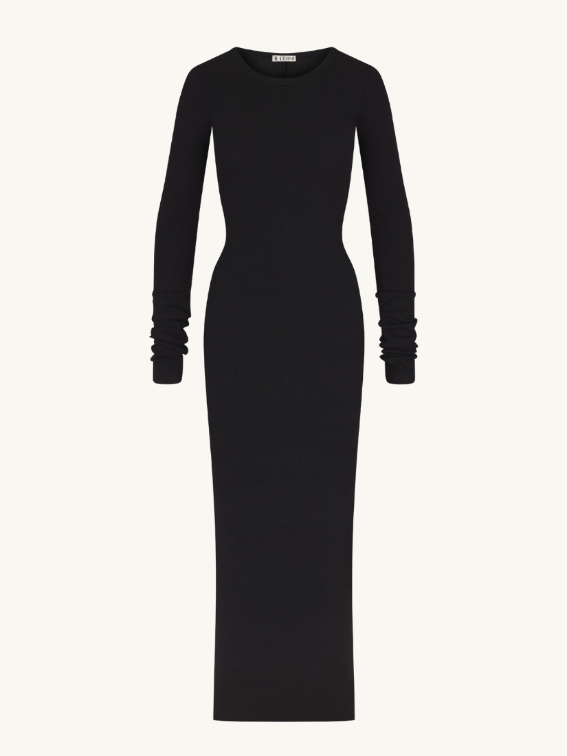 Long Sleeve Crewneck Maxi Black