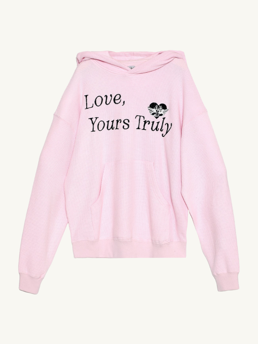 Yours Truly Thermal Hoodie Pink