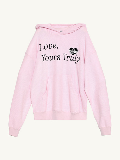 Yours Truly Thermal Hoodie Pink