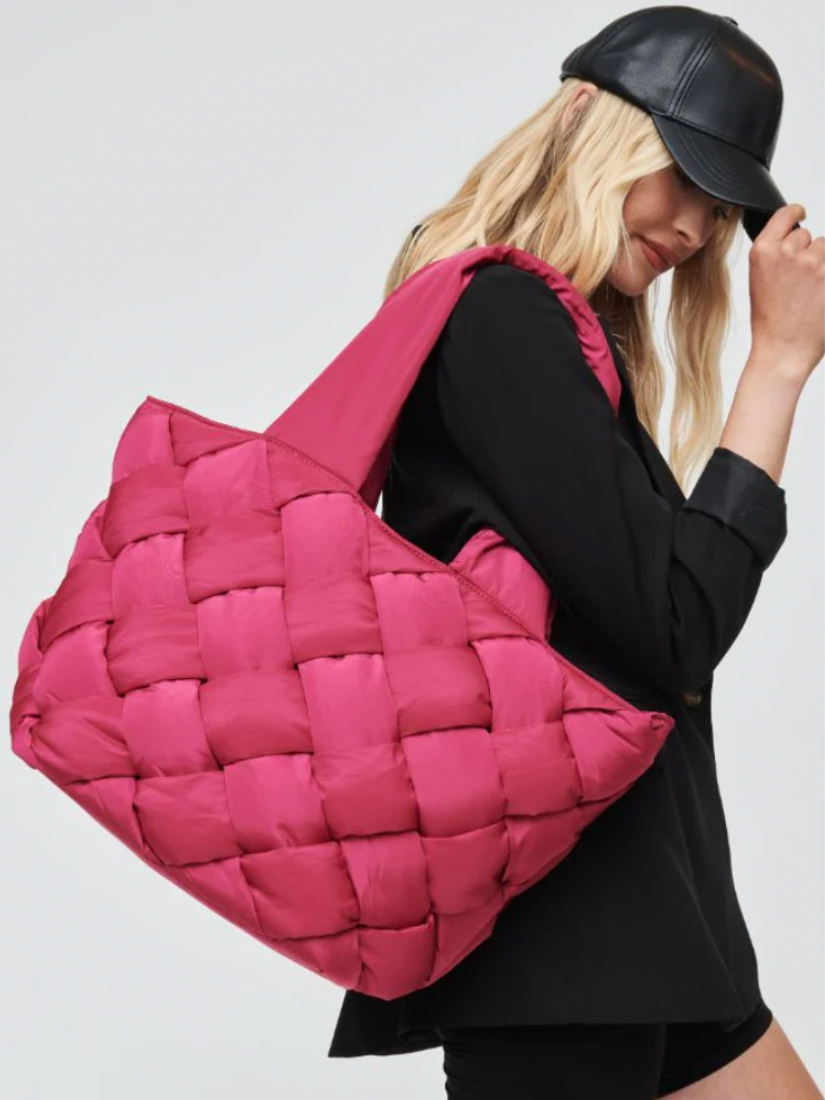 Intuition East West Woven Nylon Tote: Magenta