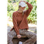 Cotton Slub Long Sleeve Top & Wide Leg Pant Chestnut