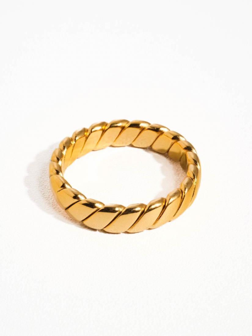 Pierre 18K  Braided Stack Ring Yellow Gold