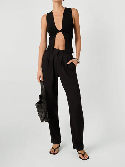 Twist Front Flyaway Tank Black