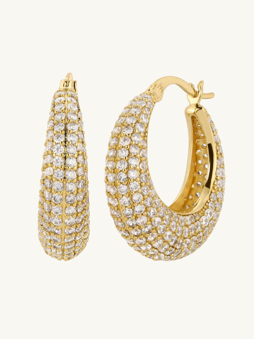 Pave Small Becca Hoops Gold