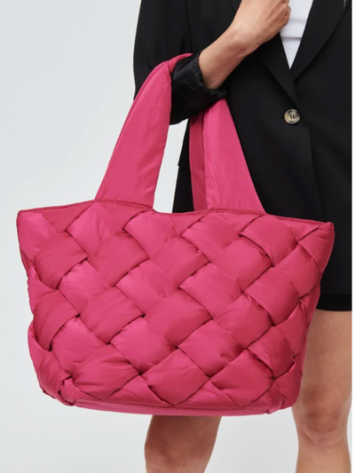 Intuition East West Woven Nylon Tote: Magenta