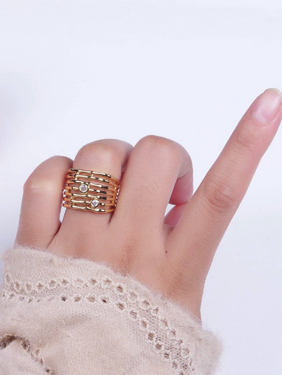 Gold Wide Multiple Ring