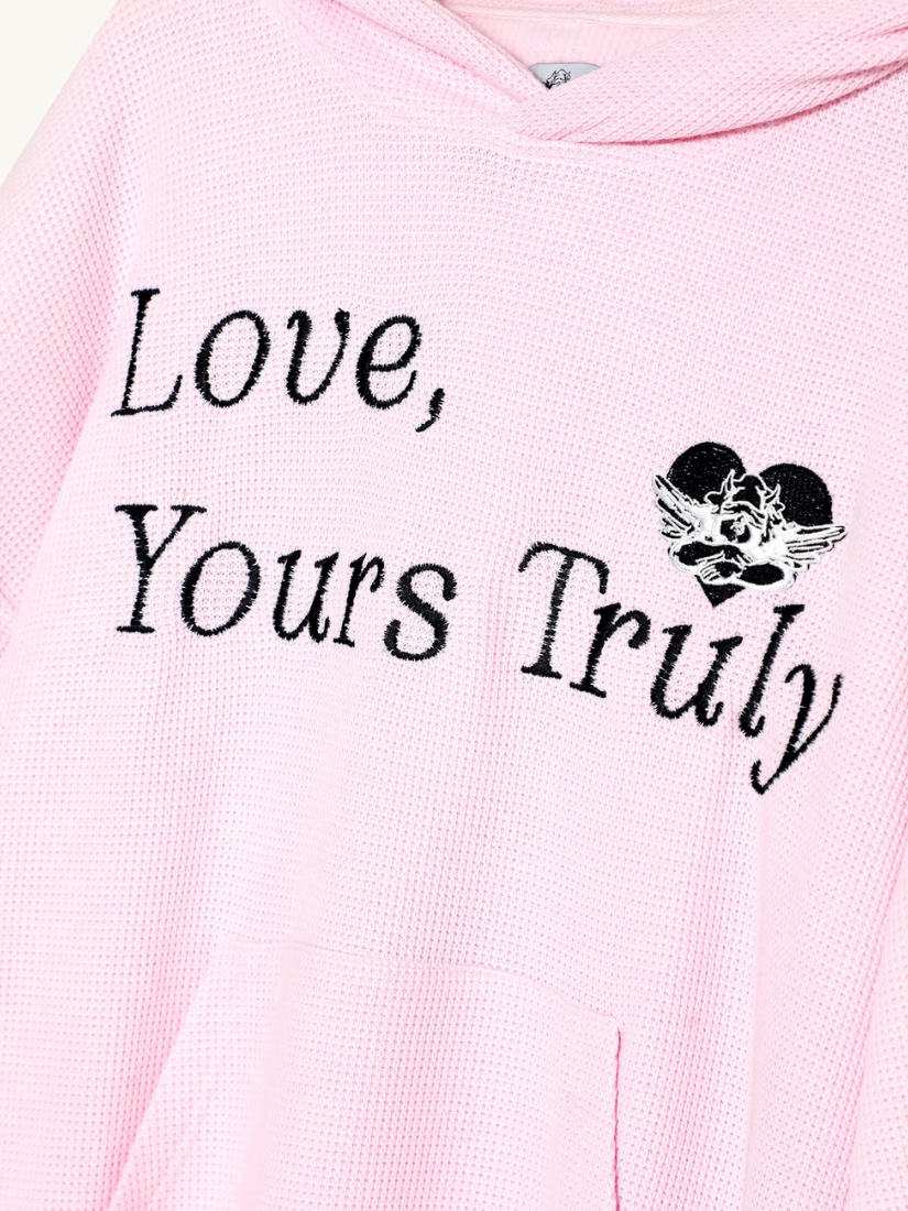 Yours Truly Thermal Hoodie Pink