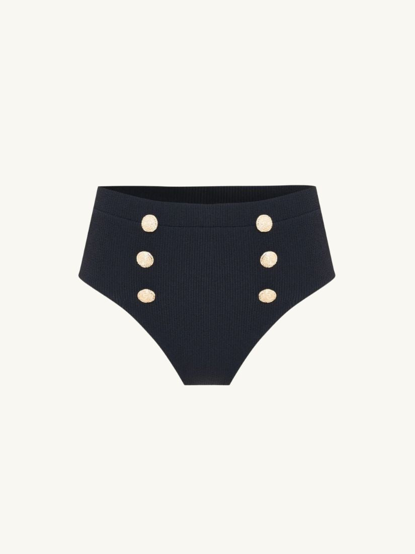 Merian Knit High Waist Bikini Bottom Black