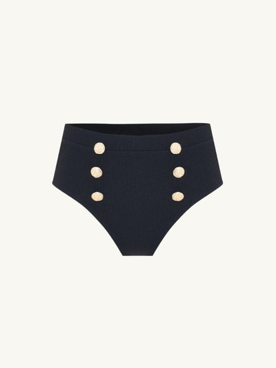 Merian Knit High Waist Bikini Bottom Black