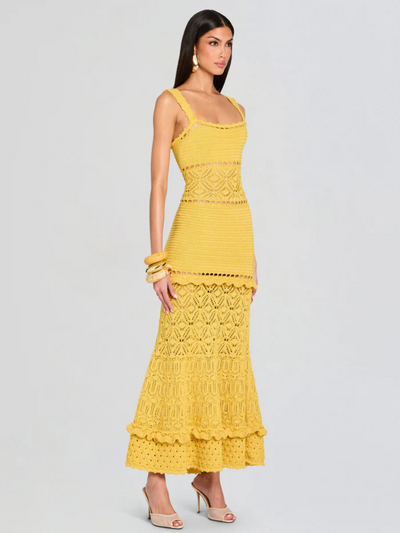 Winona Crochet Dress Gold