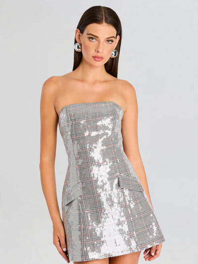 Crowne Sequin Dress Plaid