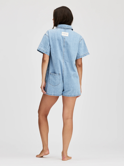 Light Wash Short Sleeve Denim Romper