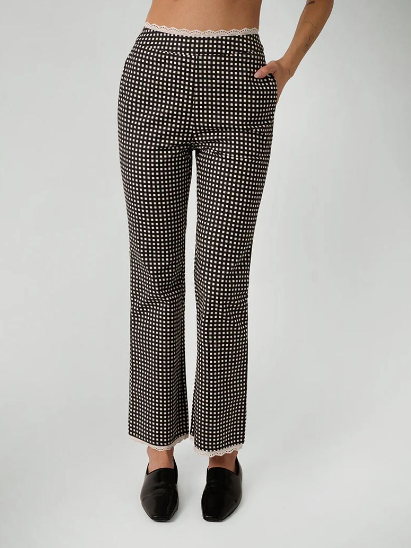 Crop Straight Pant Black Gingham
