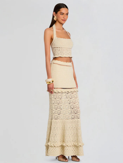 Magdalena Crochet Skirt Ivory Gold