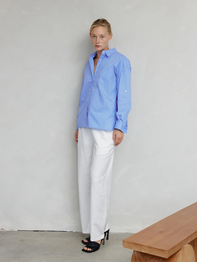 The Annalise Pinstripe Button-Down Blue