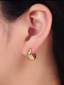 Minimalist Dome Gold Hoop Clear CZ Huggie Star Earring