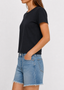 Cotton Modal Slub Crew Tee Black