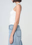 Daisy Ribbed Tank Top White