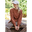 Cotton Slub Long Sleeve Top & Wide Leg Pant Chestnut