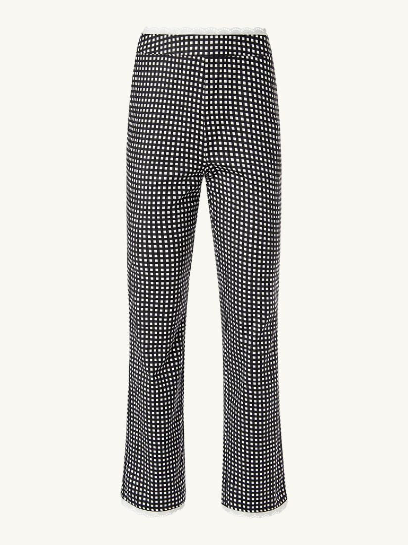 Crop Straight Pant Black Gingham