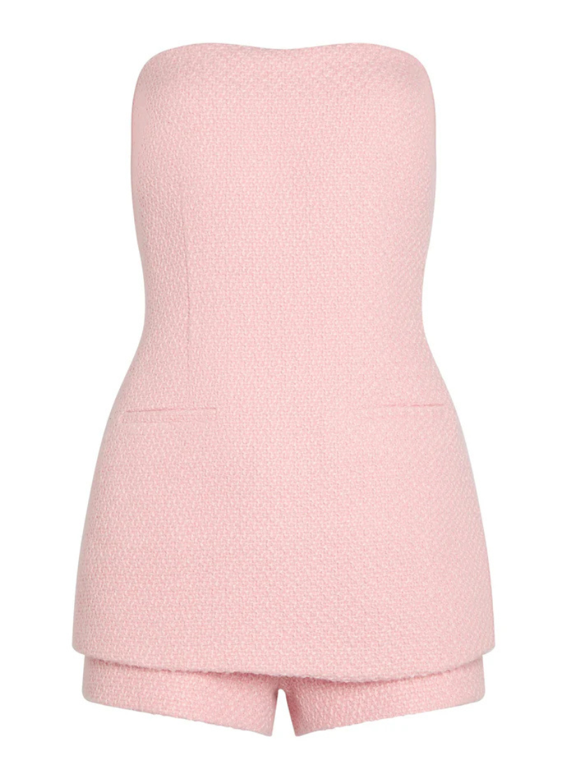 Terry Boucle Romper Coral Blush