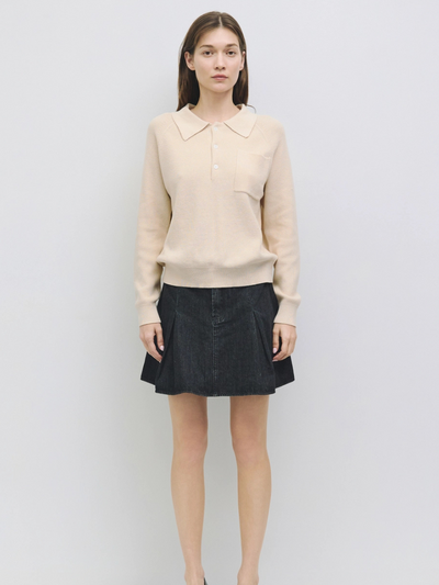 The Maude Knit Polo Sweater Bone