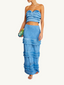 Fringe Sweetheart Cropped Top Sky