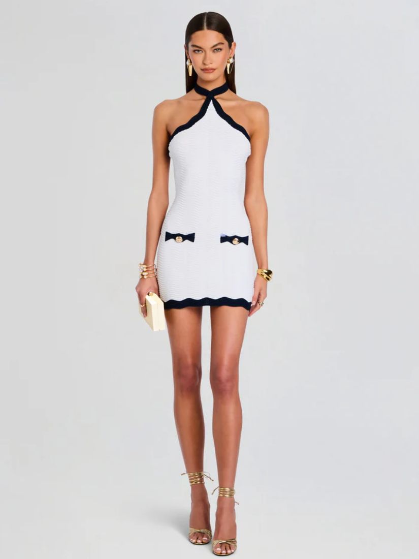 Myna Knit Dress Optic White Metallic